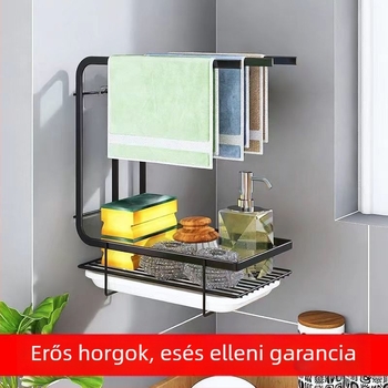 Fali konyhai rongy tartó, fúrás nélkül, tároló és szárító a konyhának és a fürdőszobának
