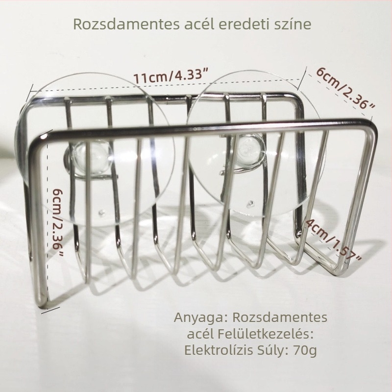 Fali konyhai szivacs- és rongytartó vákuumos rögzítéssel – többfunkciós tároló