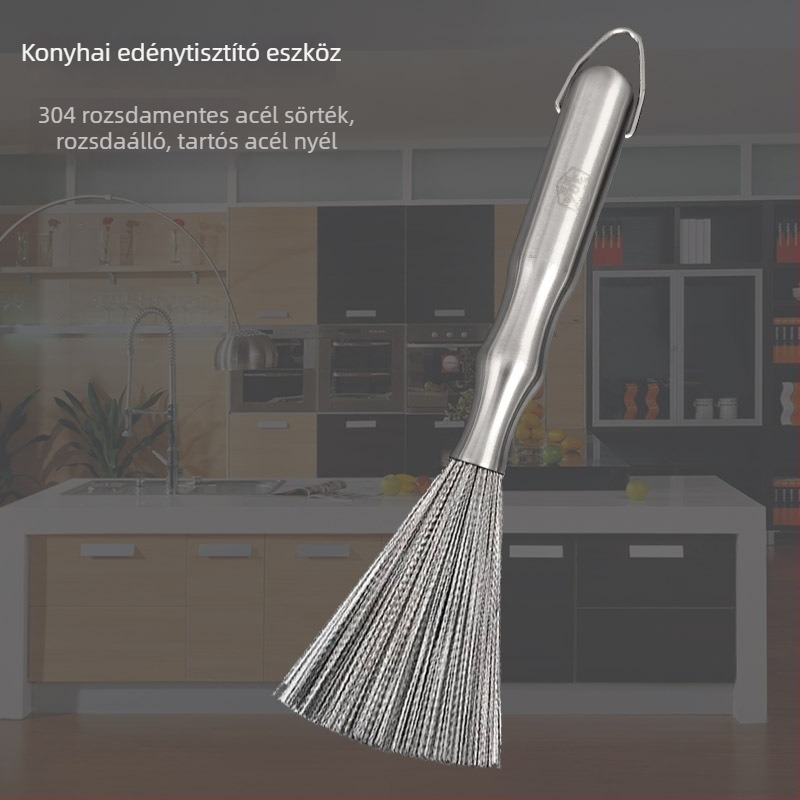 304 rozsdamentes acél edénykefe kinyitható fogantyúval – konyhai tisztító drótkefe fazékokhoz és zsírtalanításhoz