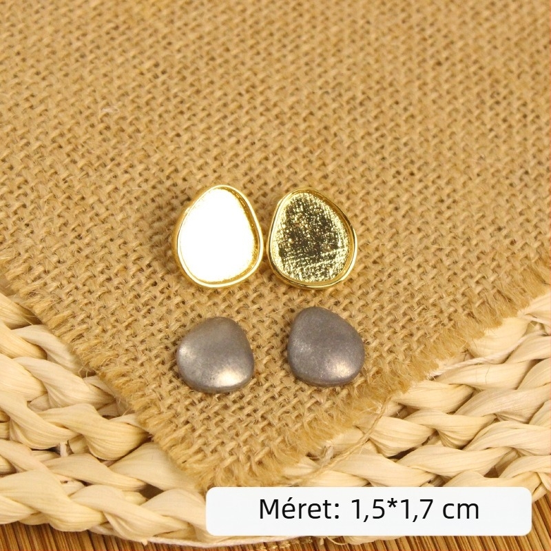 DIY fülbevaló alap, tök alakú, réz filigrán 18K aranyozott felülettel, S925 ezüst tű, nyuszika és pillangó motívumok