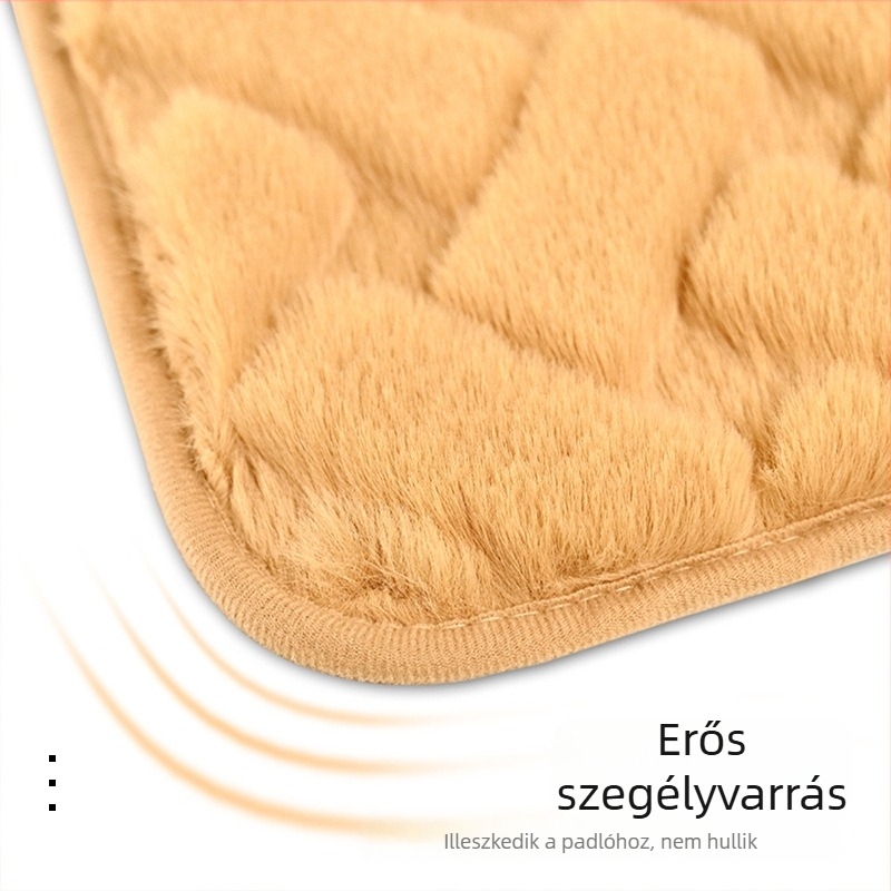 Két darab mikroszálas fürdő- és bejárati szőnyeg, műnyúlszőrrel, nedvszívó, csúszásmentes, egyszínű