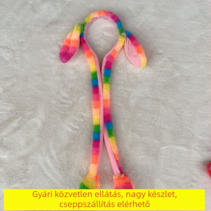 Gyerekeknek való hajpánt mozgó fülűkkel és nyuszis hajcsattal, aranyos medve motívummal