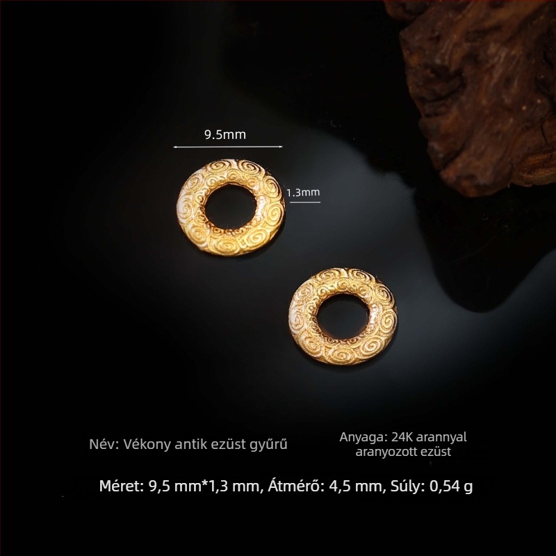 925 ezüst, aranyozott sárkány-totem gyöngy spacer, 10 mm, ékszerkészítéshez