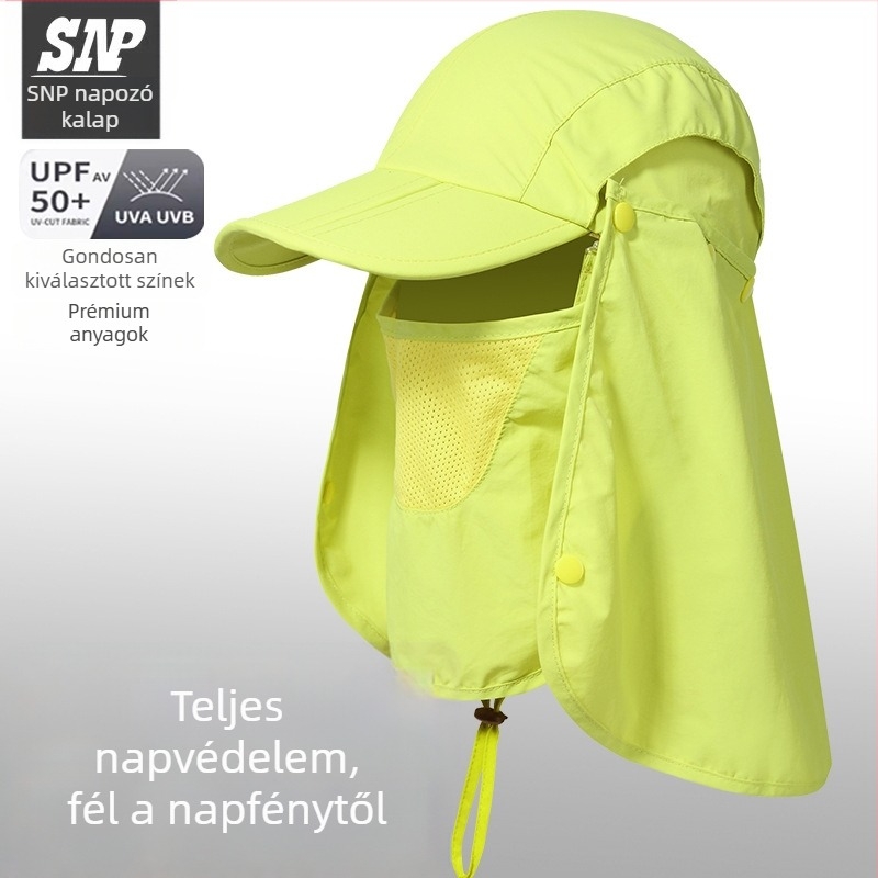 Gyermekek nyári napvédő sapkája – könnyű, kültéri viselet, arc- és nyakvédő, légáteresztő nylon anyag