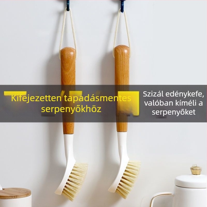 Hosszú fogantyújú sisal edényecset – konyhai edények tisztítására
