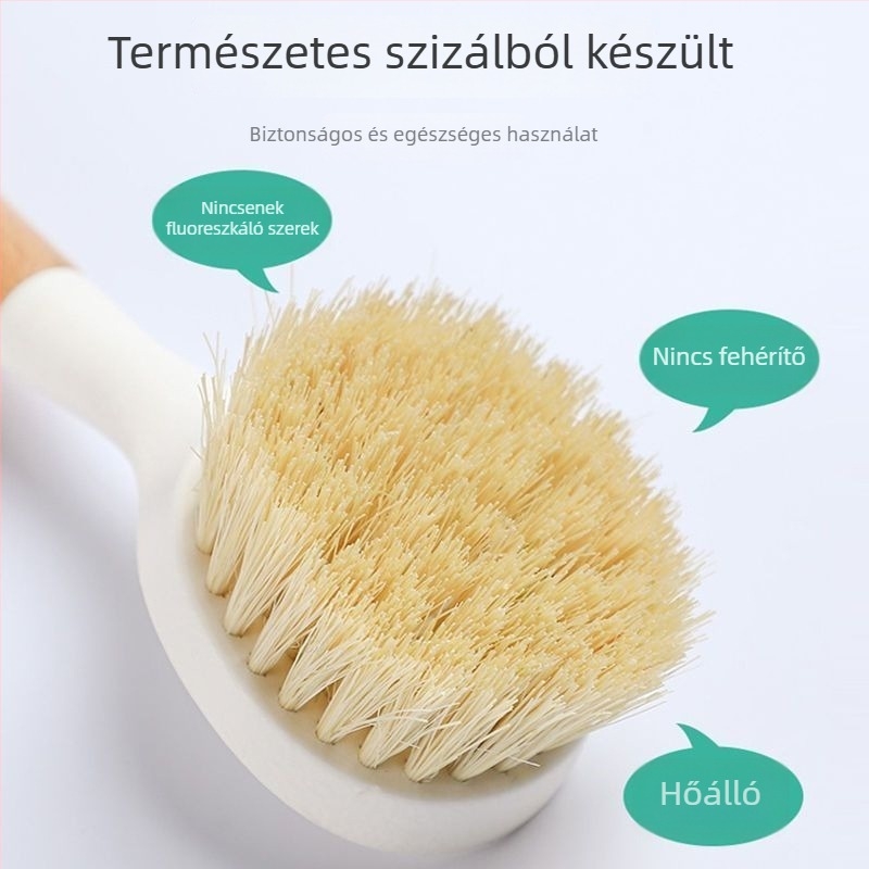 Hosszú fogantyújú sisal edényecset – konyhai edények tisztítására