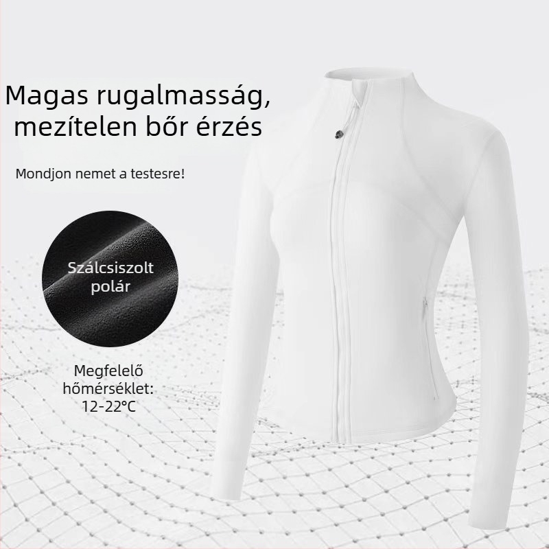 Őszi–téli jóga kabát álló gallér és cipzárral, légáteresztő, karcsúsított szabás, nőknek