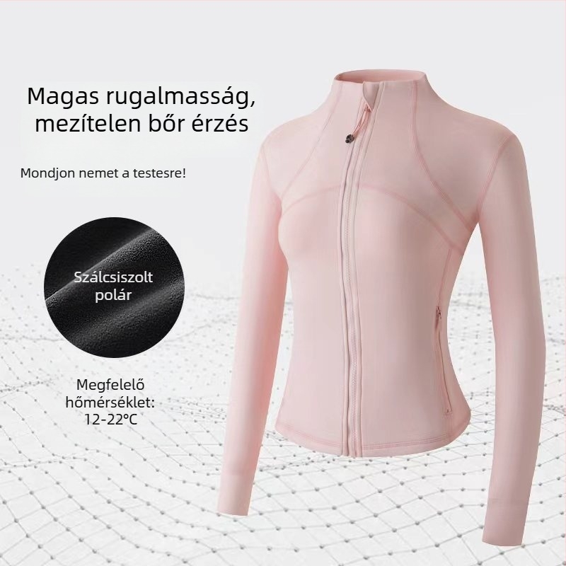 Őszi–téli jóga kabát álló gallér és cipzárral, légáteresztő, karcsúsított szabás, nőknek