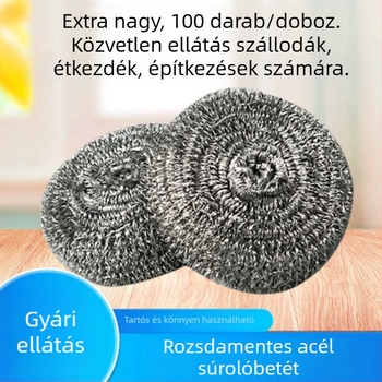 304 rozsdamentes acélból készült drótgolyó szívófej fogantyúval, edényekhez és tálakhoz, rostszálak leválása nélkül, magas minőségű tisztító labda a szállodai konyhákhoz