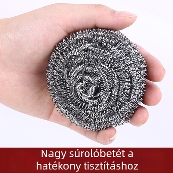 304 rozsdamentes acélból készült drótgolyó szívófej fogantyúval, edényekhez és tálakhoz, rostszálak leválása nélkül, magas minőségű tisztító labda a szállodai konyhákhoz
