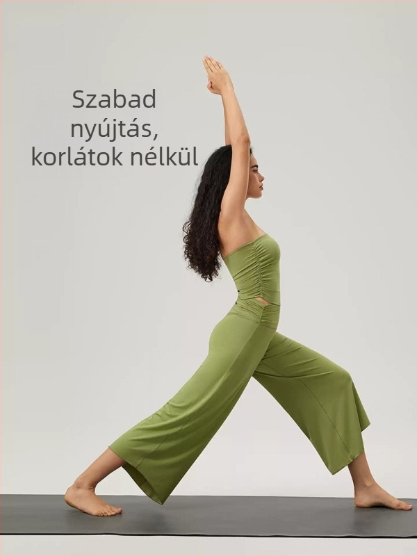 Női jógaruha szett modal anyagból, magas rugalmasság, nedvességelvezető és gyorsan száradó; ujjatlan felső sportmelltartóval és nadrággal