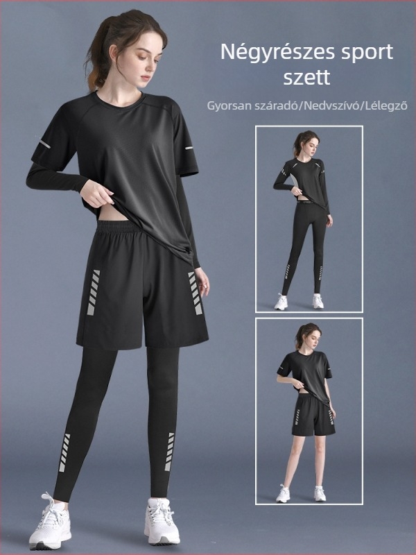 Női sportos készlet: 2026-os új modell, gyorsan száradó futó felső, őszi reggeli edzéshez, jóga felső és edzésnadrág, plusz méret