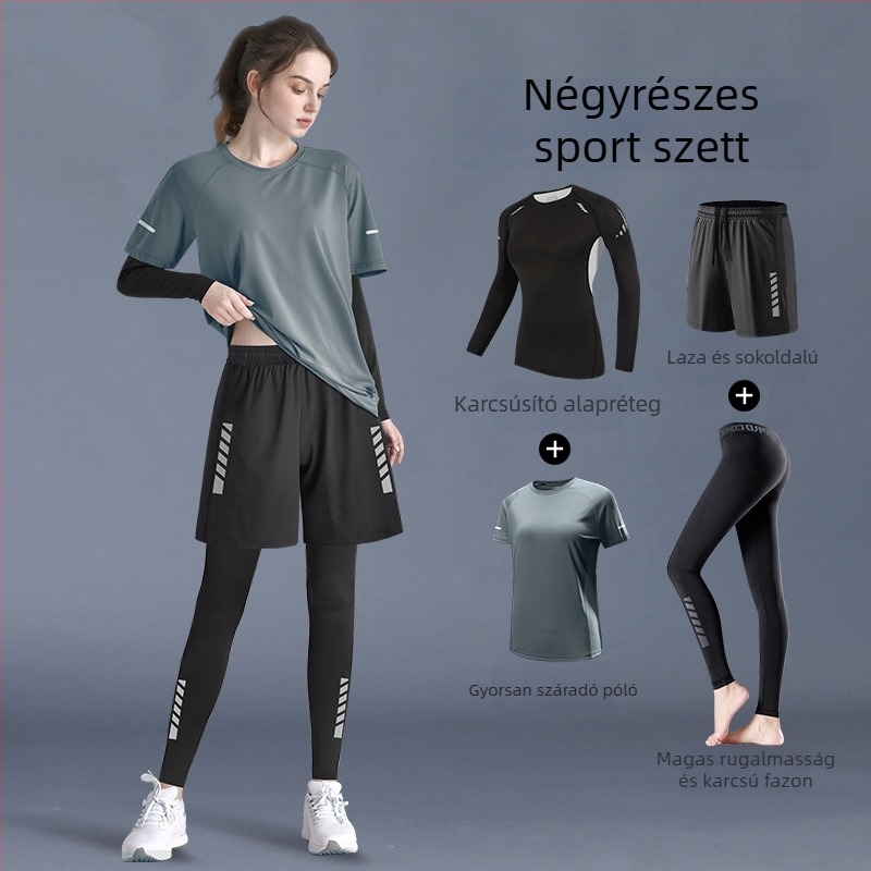 Női sportos készlet: 2026-os új modell, gyorsan száradó futó felső, őszi reggeli edzéshez, jóga felső és edzésnadrág, plusz méret