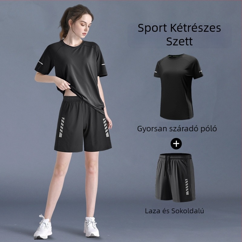 Női sportos készlet: 2026-os új modell, gyorsan száradó futó felső, őszi reggeli edzéshez, jóga felső és edzésnadrág, plusz méret