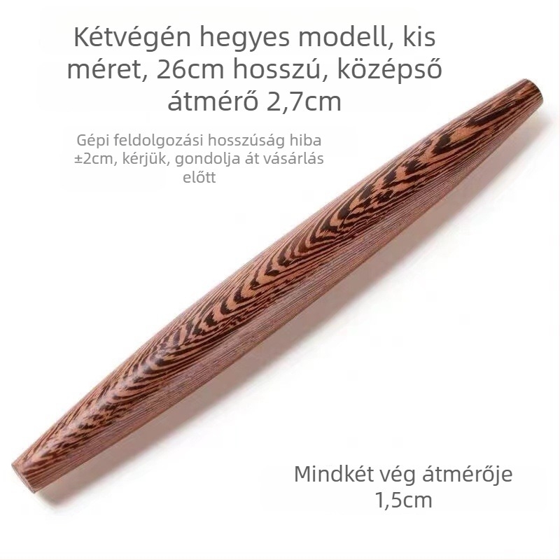 Tömörfa tésztanyújtó, mahagoni színű, tapadásmentes felületű, kis méretű, győza, tészta és palacsinta nyújtására.