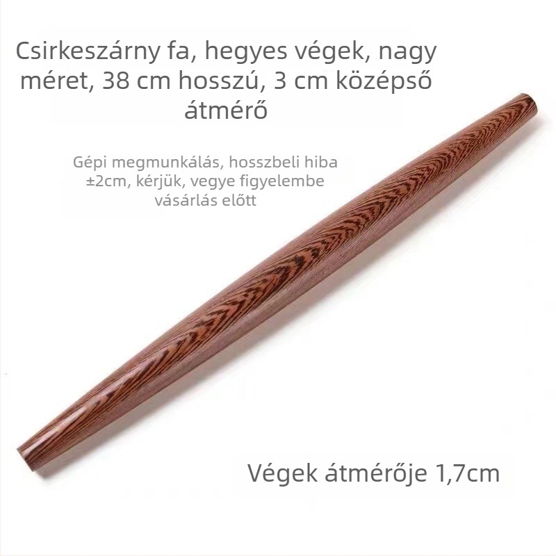 Tömörfa tésztanyújtó, mahagoni színű, tapadásmentes felületű, kis méretű, győza, tészta és palacsinta nyújtására.