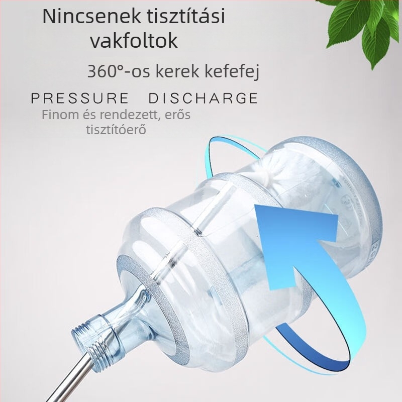 Rozsdamentes acél vödörtisztító ecset, ki- és hosszabbítóval és acélgolyó fejjel, nagy és kicsi vödrök tisztításához