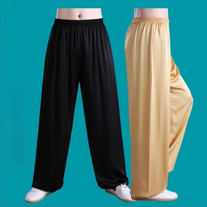 Jégselyem acetát szatén Tai Chi nadrág, uniszex, lantern stílusú, Tai Chi, harcművészet és jóga