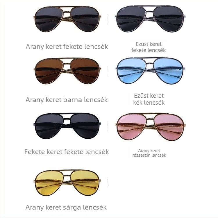 Gyerekeknek készült retro Aviator napszemüveg kettős hidakkal, stílusos és személyre szabható, UV védelem kültéri használatra