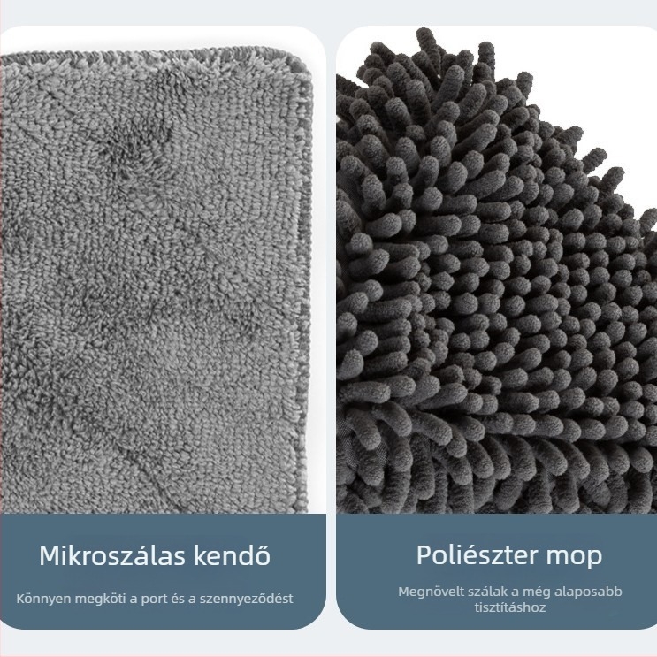 Háromszög alakú üvegtisztító mop, lapos fejű chenille-anyagból, otthoni használatra