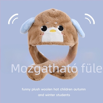 Téli gyerek sapka koreai stílusban, meleg plüss, szélvédő, kutyás motívummal