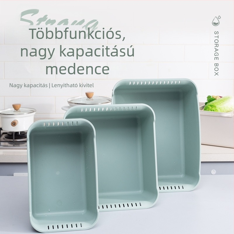 Háztartási célú vastagított műanyag téglalap alakú mosóedény, nagy méret, zöldségek, ruhák és babafürdőhöz