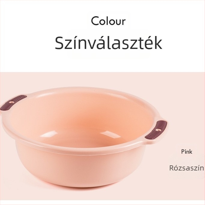 Műanyag háztartási mosóedény arc- és zöldségmosáshoz, két füllel, falra akasztható, kompakt babaméretű
