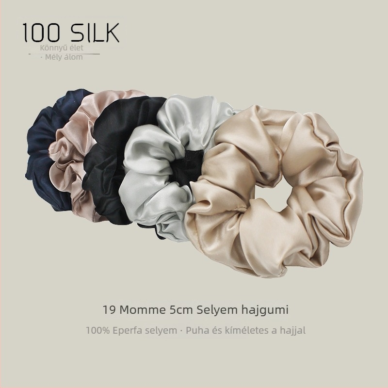Dud selyem hajgumi, 19 mm széles, 5 cm átmérő, ajándékdobozban