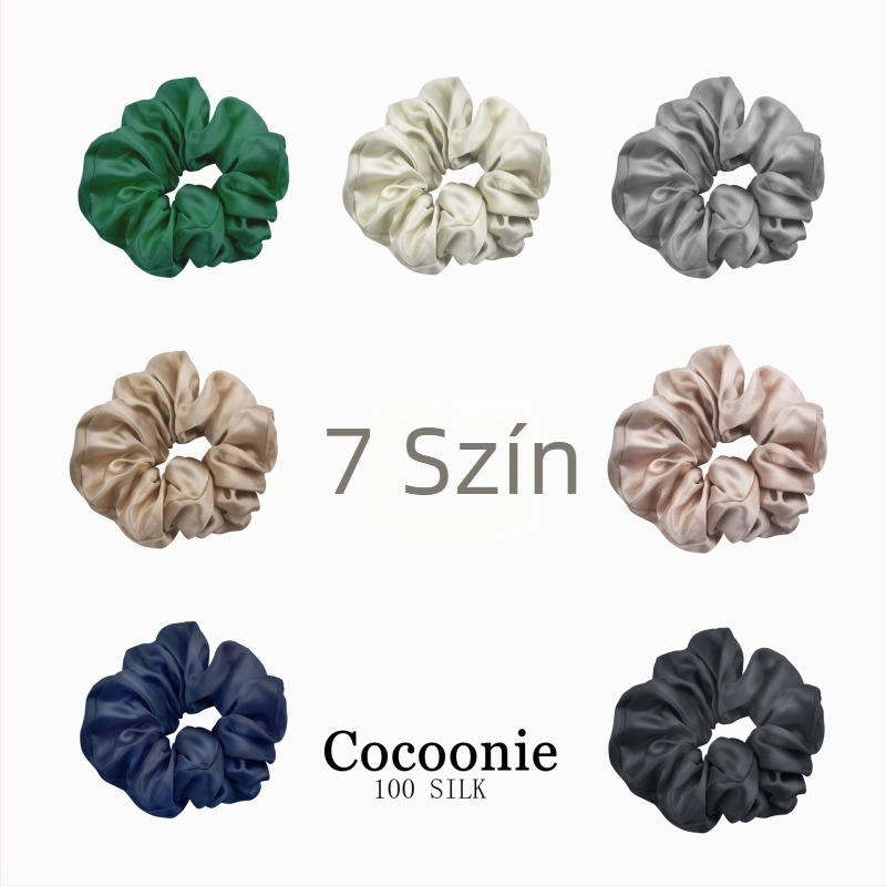 Dud selyem hajgumi, 19 mm széles, 5 cm átmérő, ajándékdobozban