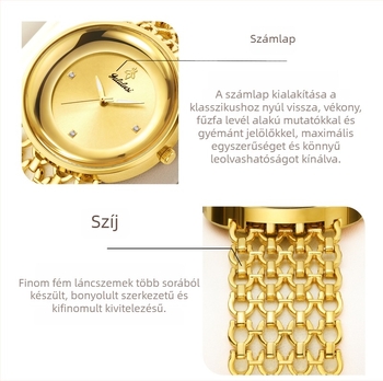 Yalalusi női karóra, könnyed luxussal, üreges szíjjal, vintage stílusú kerek számlappal