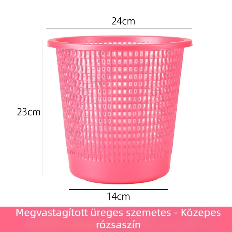 Műanyag kerek szemetes, könnyű, háztartási használatra, nappalira, irodába és fürdőszobába, kapacitás 4 L alatt.