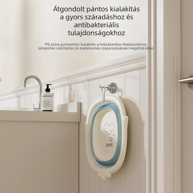 Összecsukható, függő bébi mosdó arc- és testmosáshoz, kompakt