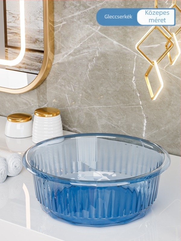 PET vastag, átlátszó műanyag mosdókagyló, modern minimalist design, nagy méret otthonra és kollégiumba