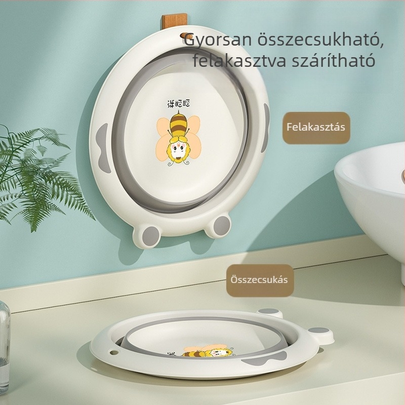 Összecsukható falra szerelt gyerekeknek és babáknak szánt mosdó, rajzfilm mintával