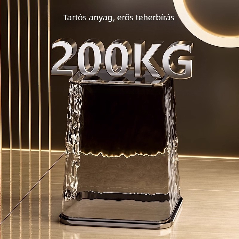 Átlátszó, négyzet alakú háztartási szemetes, 12 L kapacitás, modern luxus megjelenés, nappaliba, fürdőszobába, konyhába és hálószobába
