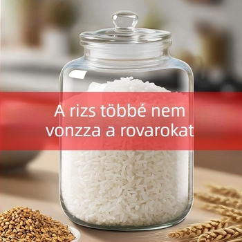 Élelmiszer-minőségű fém tárolóedény, extralarge méret, nedvességálló, gabonákhoz, rizshez és liszthez