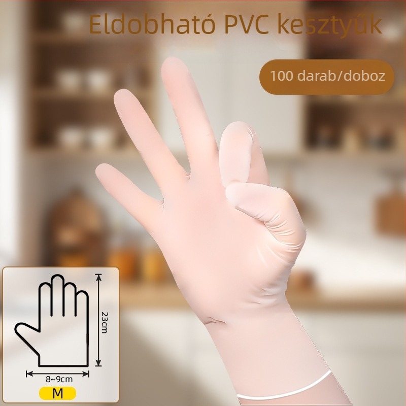 Egyszer használatos PVC kesztyűk, 100 darab, átlátszó háztartási védő kesztyűk konyhához és sütéshez