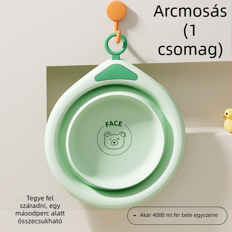 Összecsukható szilikon mosdókagyló gyerekeknek karikatúra dizájnnal, hordozható kollégiumi és utazási használatra
