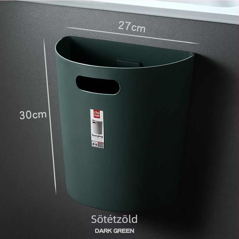 Konyhaszekrényajtóhoz rögzíthető, ovális szemetes, száraz–nedves szelektív gyűjtés, háztartási használatra, 10 L, műanyag