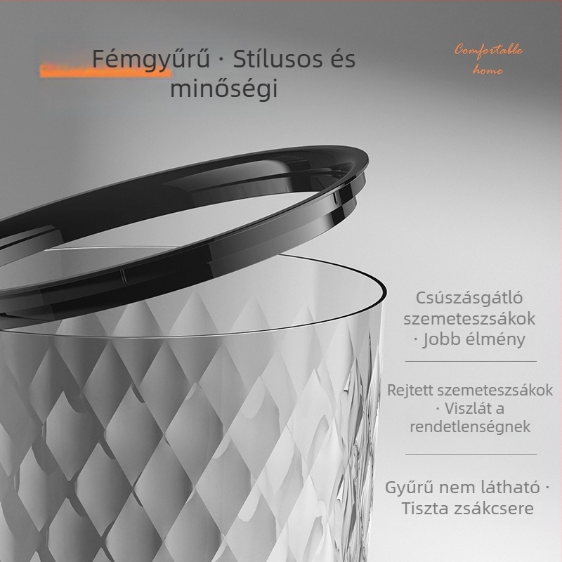 Átlátszó PET szemetes, hengeralakú, fedél nélküli, 4 L kapacitásig, nappali, fürdőszoba, konyha, iroda és hálószoba számára