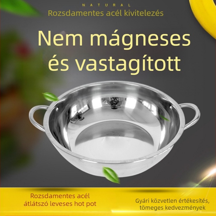 Dongsheng vastag rozsdamentes acél hot pot két íz elválasztóval, osztott edény, világos leves, fedő temperált üveg, indukcióval kompatibilis, 2.1–4 L
