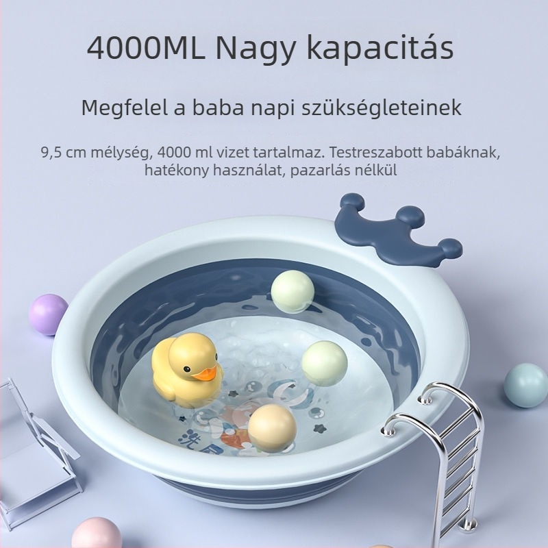 Összecsukható arcmosó tál gyerekeknek, hordozható szilikon, rajzfilm mintával, kültéri használatra