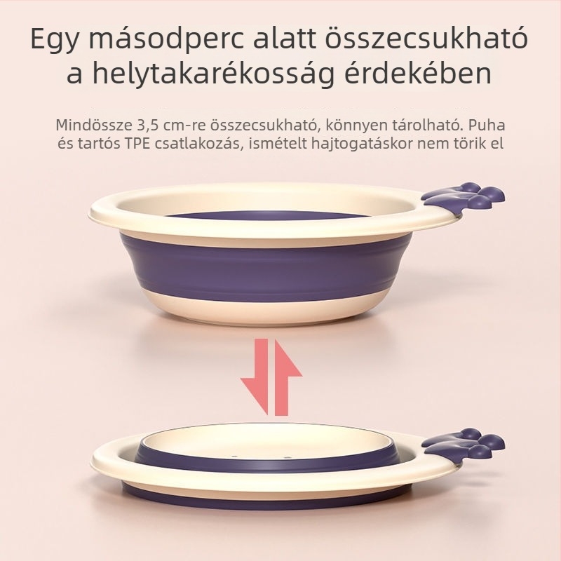 Összecsukható arcmosó tál gyerekeknek, hordozható szilikon, rajzfilm mintával, kültéri használatra