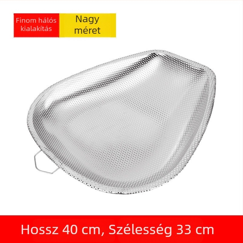 Rozsdamentes acélból készült sűrű lyukú leeresztőkosár zöldségek és gyümölcsök mosására és leeresztésére, nagy konyhai szárítókosár