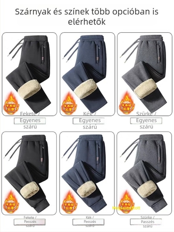 Férfi téli fleece-bélelt pamut sportnadrág, lazított szabású
