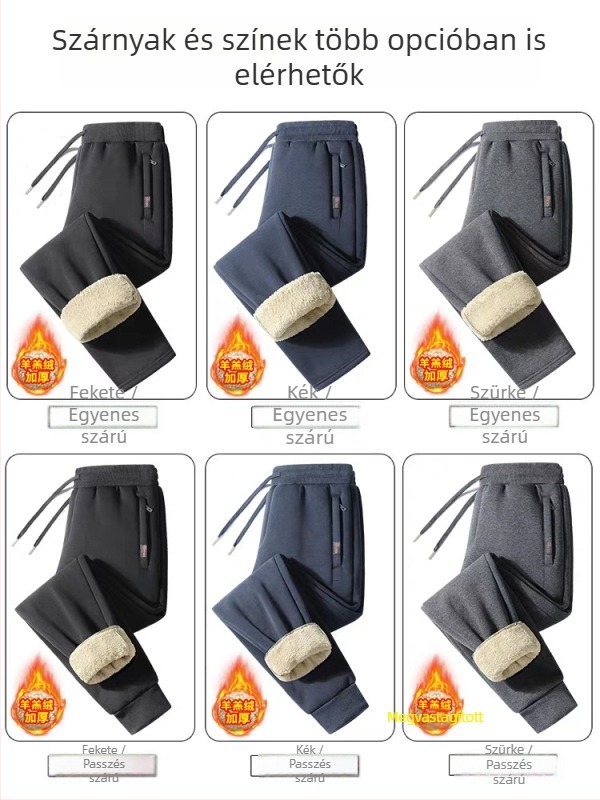 Férfi téli fleece-bélelt pamut sportnadrág, lazított szabású