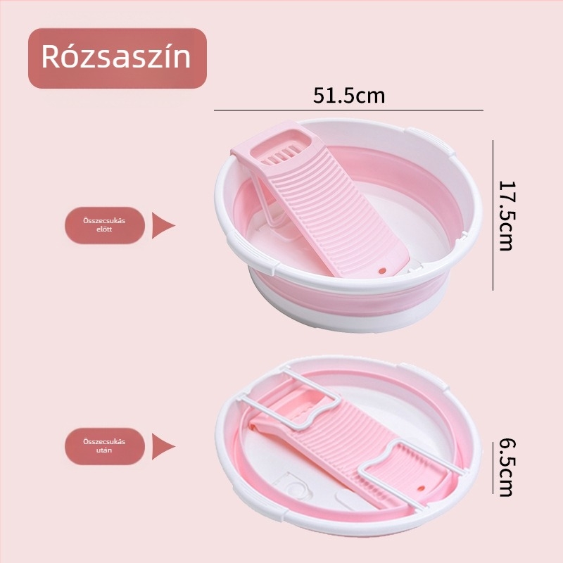 Összecsukható műanyag mosómedence, nagy, hordozható, kollégiumi használatra, helytakarékos, mosódeszkával