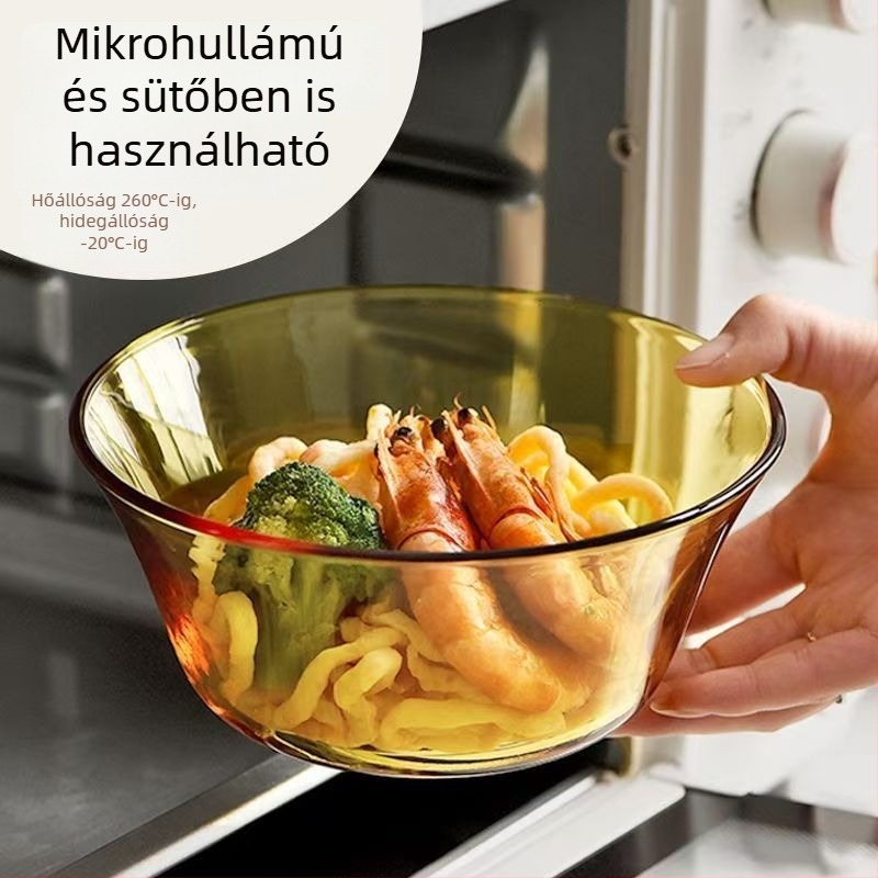 Hőálló üvegtál, nagy kapacitás saláta, tészta, leves és rizs számára
