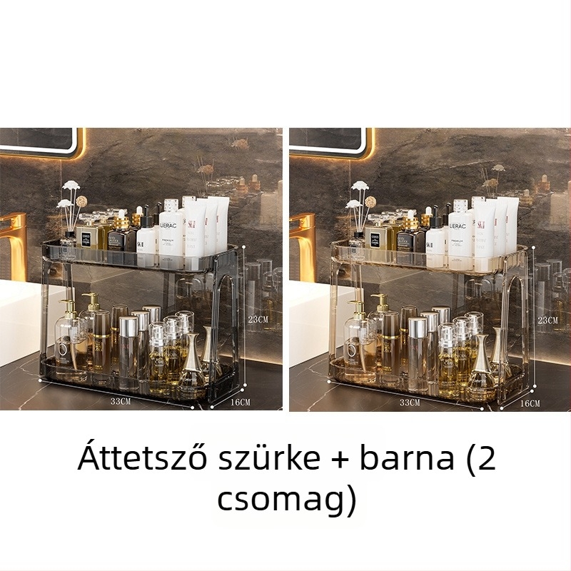 2-szintes fürdőszobai tárolóállvány asztalhoz – smink és kozmetikumok rendezője
