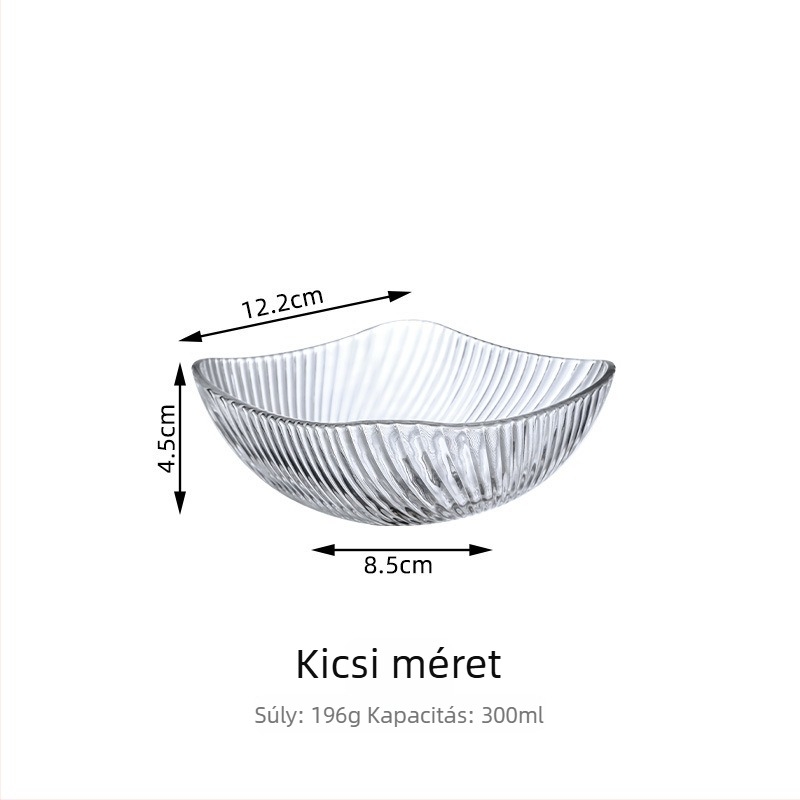 Négyszögletes üveg tál hullám mintával, hőálló és vastag, desszertekhez, gyümölcsökhöz, előkészítéshez és levesekhez.